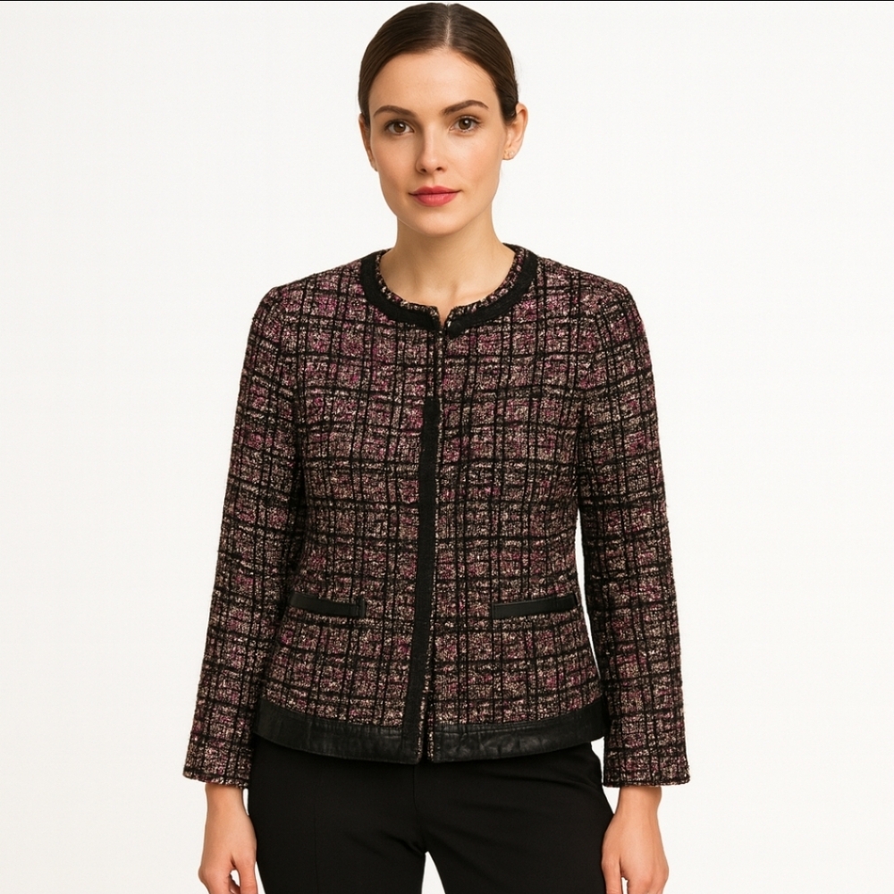 Express Tweed Burgundy Mobwife Womens Blazer Sz Sm